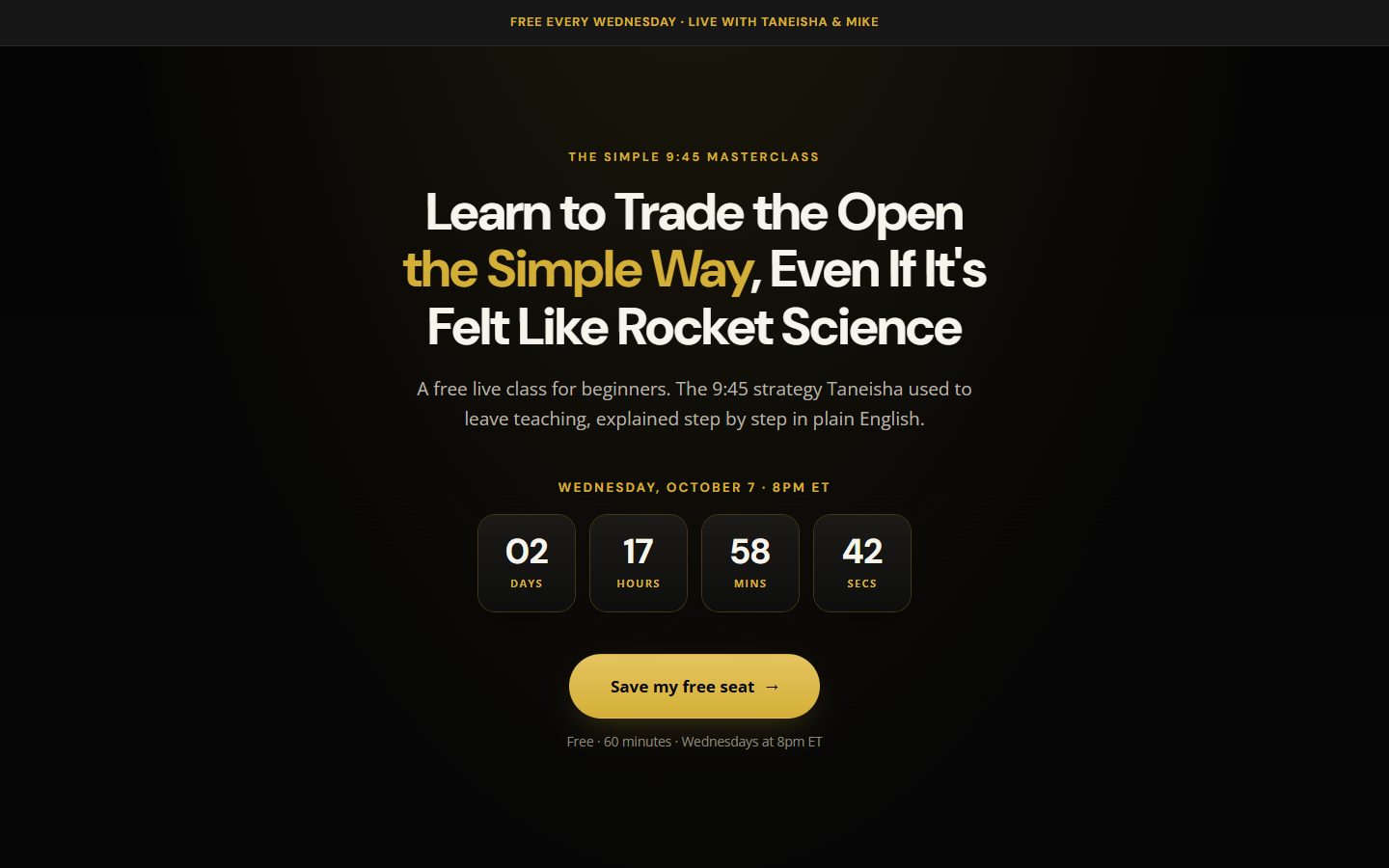 Boss Up Academy masterclass registration page